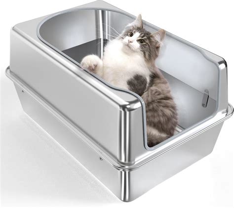 biggest stainless steel litter box|covered stainless steel litter box.